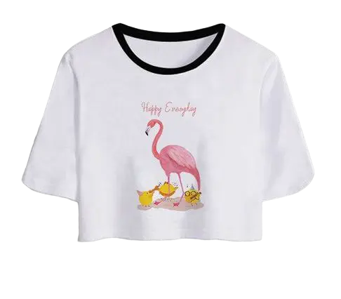 T-shirt Crop Top Flamant Rose Maman