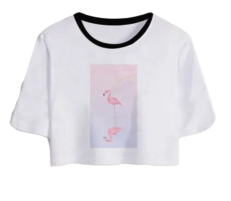 T-shirt Crop Top Flamant Rose Reflets