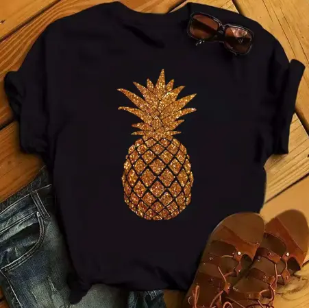 T-shirt d'été Flamant Rose et Ananas