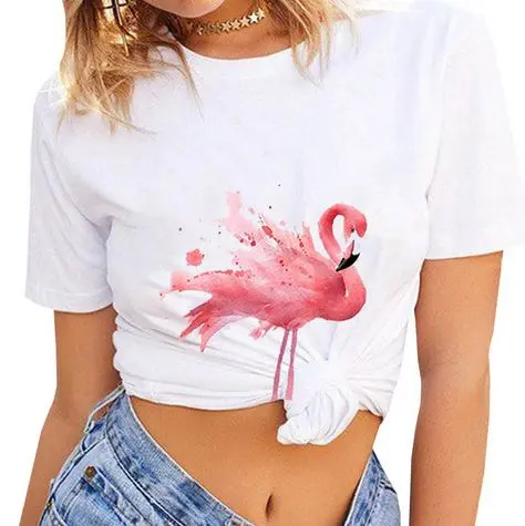 T-shirt Femme Flamant Rose Artiste