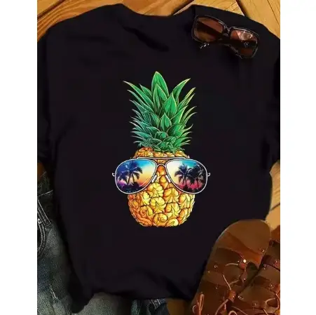 T-shirt Femme Flamant Rose et Ananas