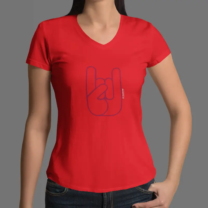 T-shirt Femme  OH YEAHHH Metal Horns Cherry