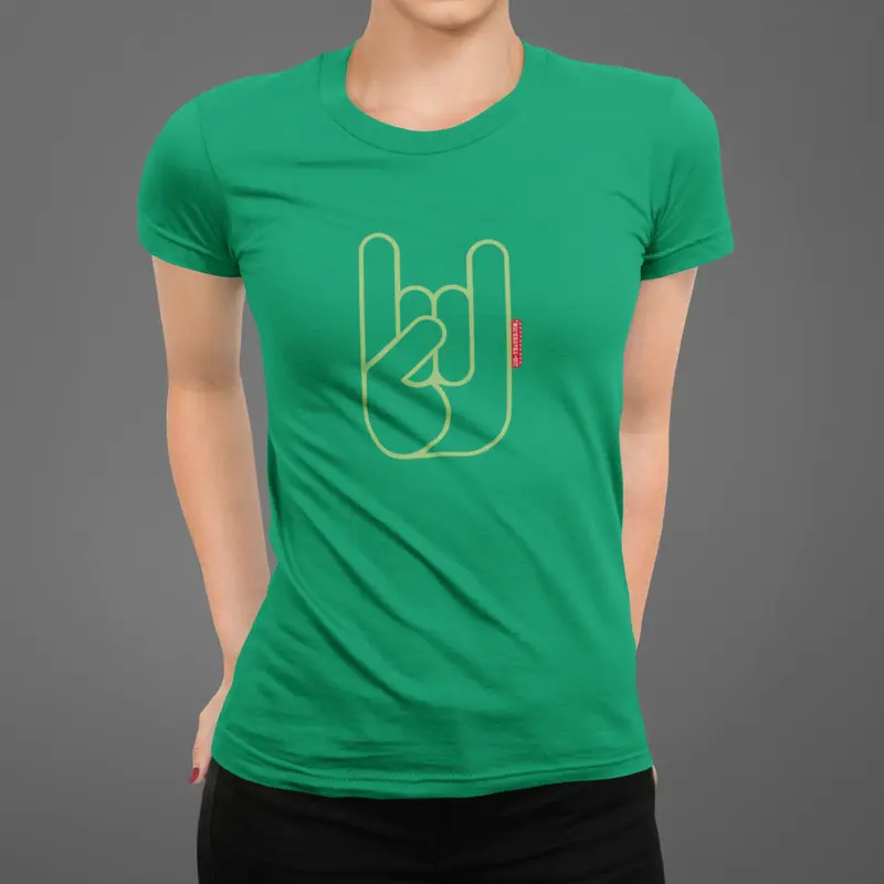 T-shirt Femme  Oh Yeahhh Metal Horns Green Power