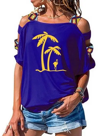 T-shirt Flamant Rose Bohème Bleu & Jaune