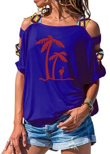 T-shirt Flamant Rose Bohème Bleu & Rouge