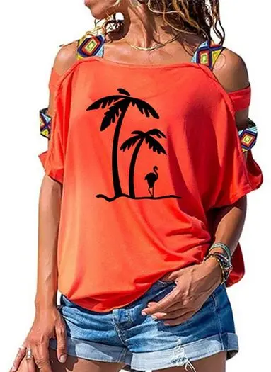 T-shirt Flamant Rose Bohème Corail & Noir