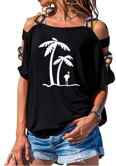 T-shirt Flamant Rose Bohème Noir & Blanc
