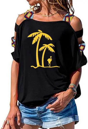 T-shirt Flamant Rose Bohème Noir & Jaune