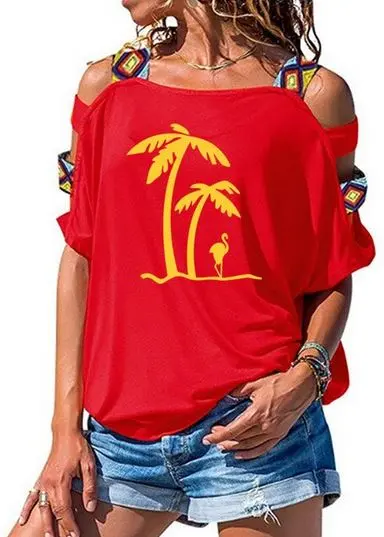 T-shirt Flamant Rose Bohème Rouge & Jaune