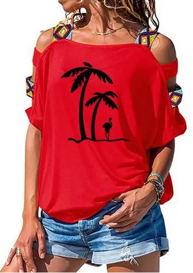 T-shirt Flamant Rose Bohème Rouge & Noir