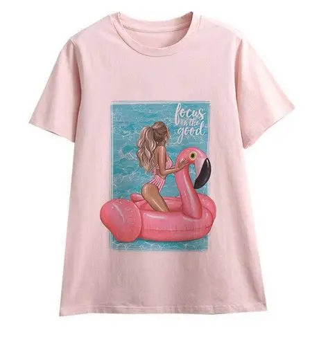 T-shirt Flamant Rose Bouée Focus