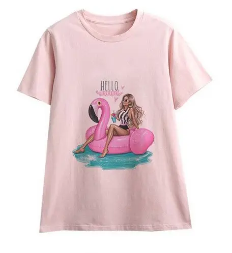 T-shirt Flamant Rose Bouée Hello