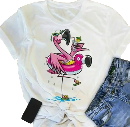 T-shirt Flamant Rose Femme Bouée