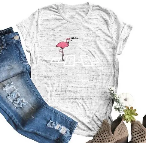T-shirt Flamant Rose Femme Marelle Gris
