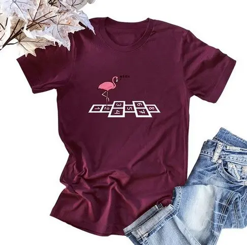 T-shirt Flamant Rose Femme Marelle Prune