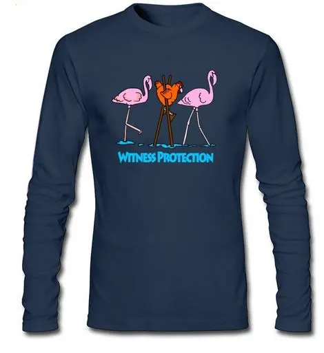 T-shirt Flamant Rose Manches Longues Marine