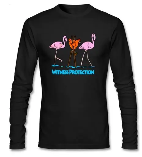 T-shirt Flamant Rose Manches Longues Noir