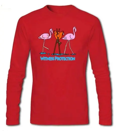 T-shirt Flamant Rose Manches Longues Rouge