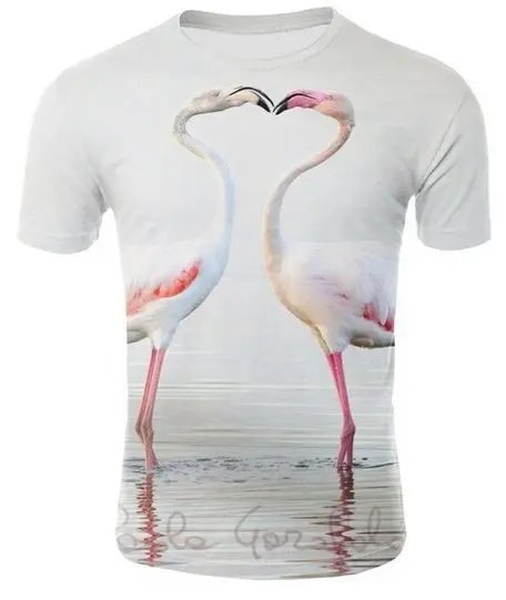 T-shirt Flamant Rose Réaliste Cœur