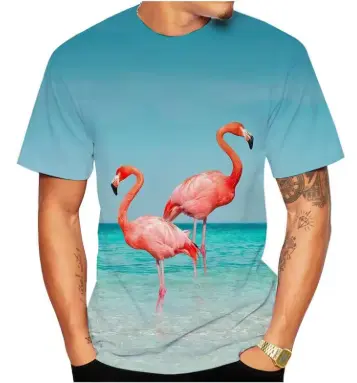 T-shirt Flamant Rose Réaliste Mer