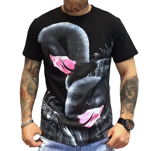 T-shirt Homme Flamant Rose Noir