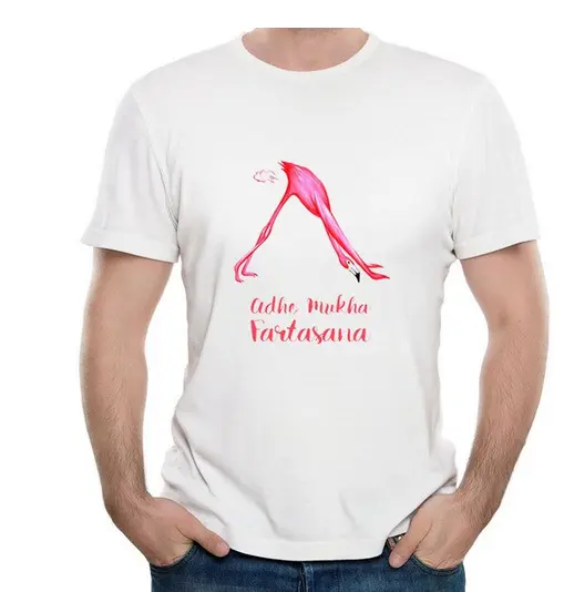T-shirt Motif Flamant Rose Yoga