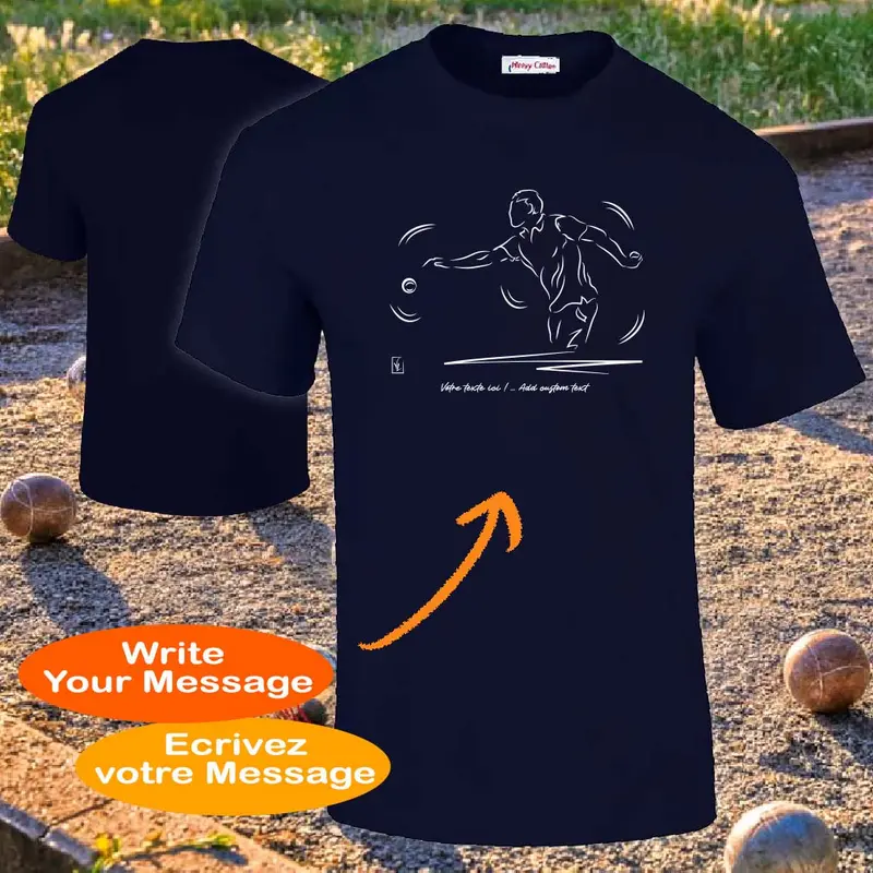T-Shirt Pétanque Tires ou Pointes Coton - Personnalisable