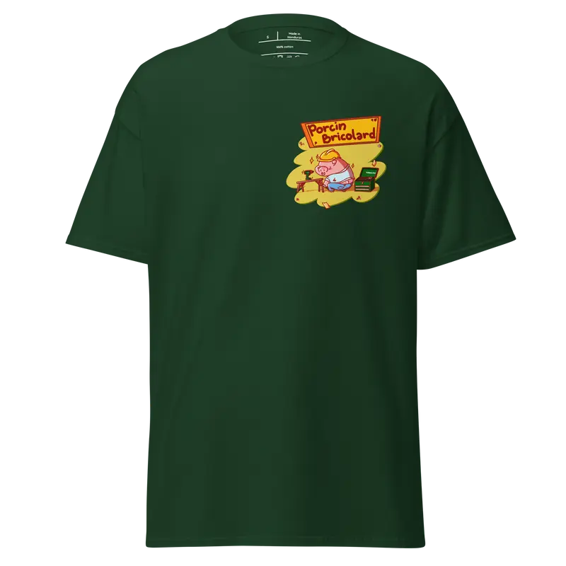 T-shirt Porcin Bricolard - couleurs foncées