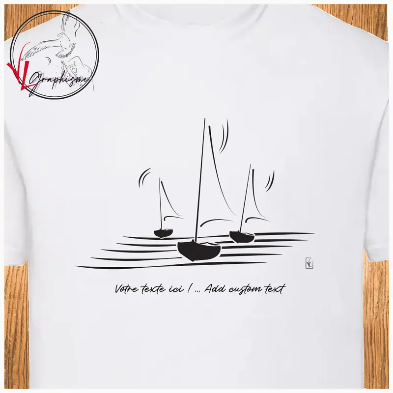 T-Shirt Trois Voiliers Marine - Personnalisable