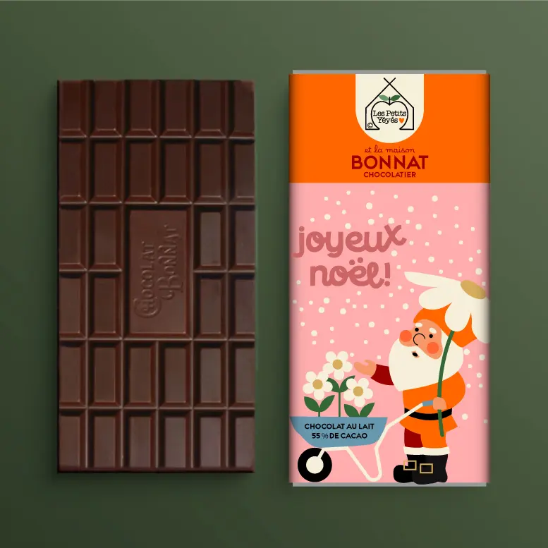 Tablette de Chocolat JOYEUX NOËL Fleurs du père Noël