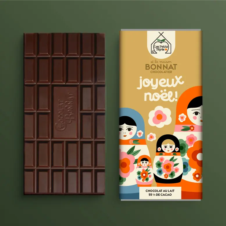 Tablette de Chocolat JOYEUX NOËL - Poupées Russes