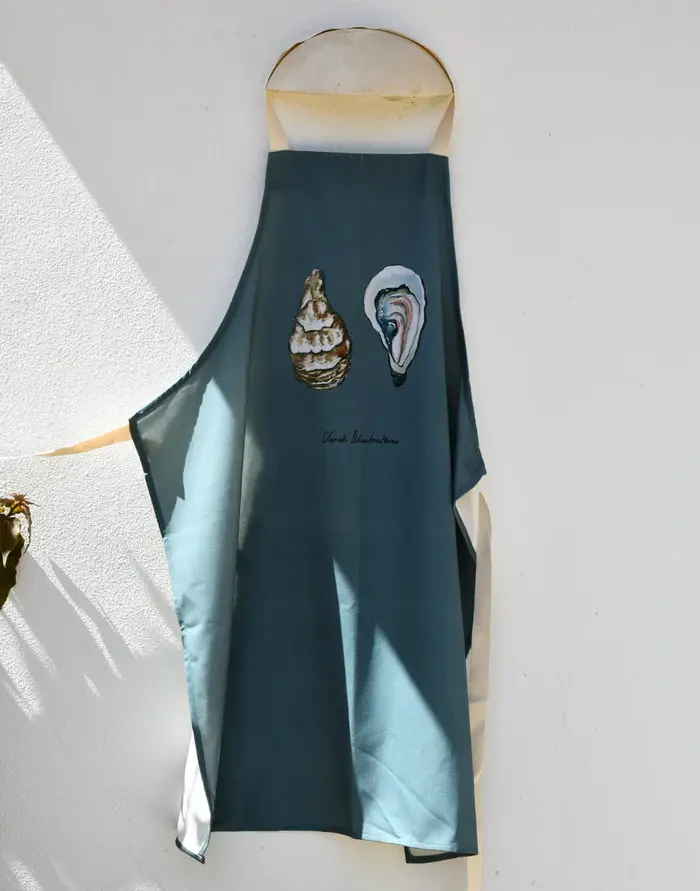 Tablier Bleu D'eau 100% coton - L'Huitre