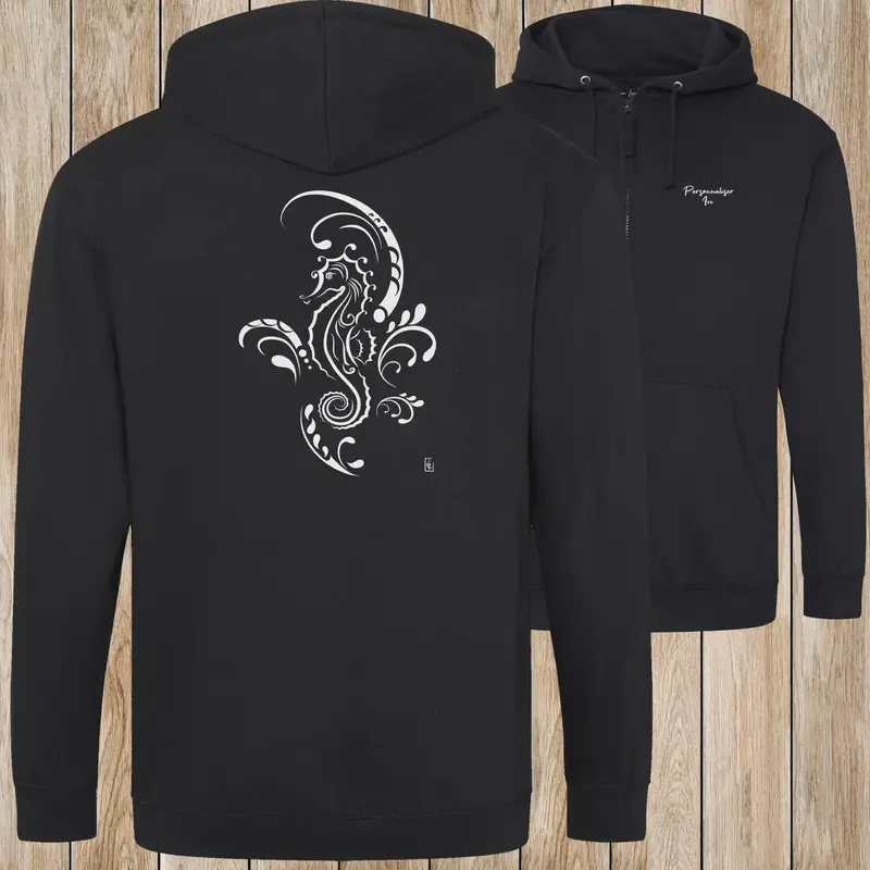 Tatoo d'un hyppocampe sur une Veste zip - Personnalisable - VGL