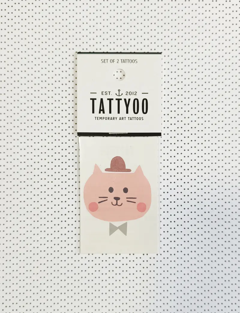 Tatouages éphémères - chat avec chapeau