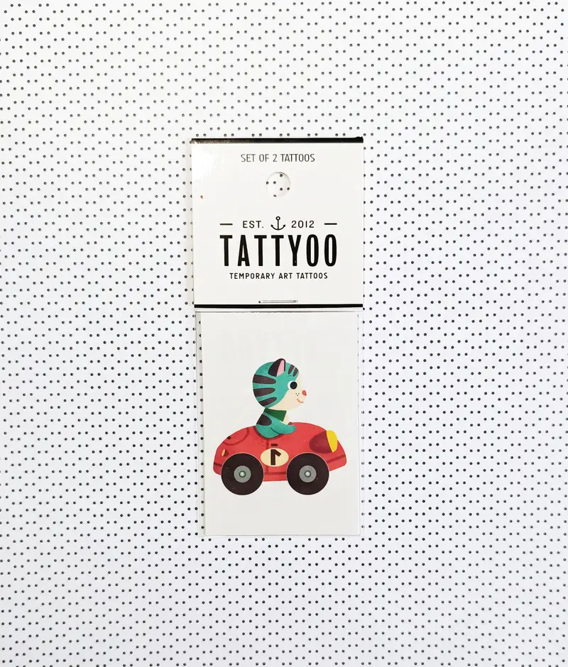 Tatouages éphémères - Chat en voiture