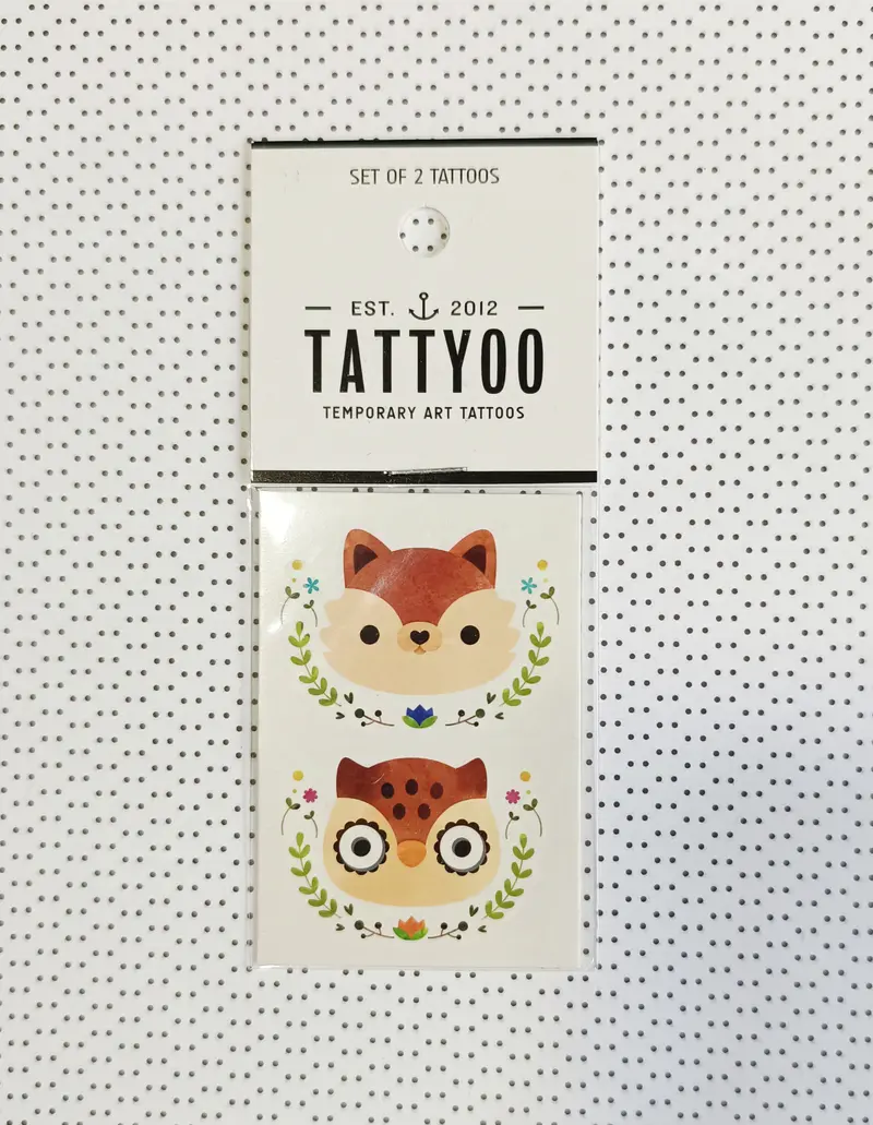 Tatouages éphémères - Hibou et renard