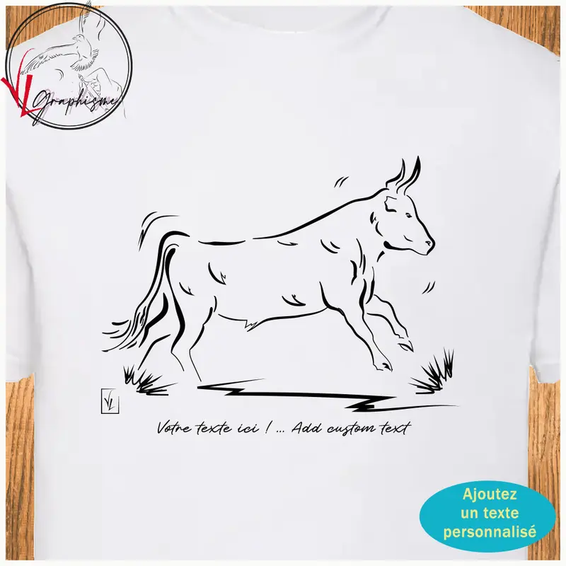 Taureau de Camargue Graphisme sur T-shirt