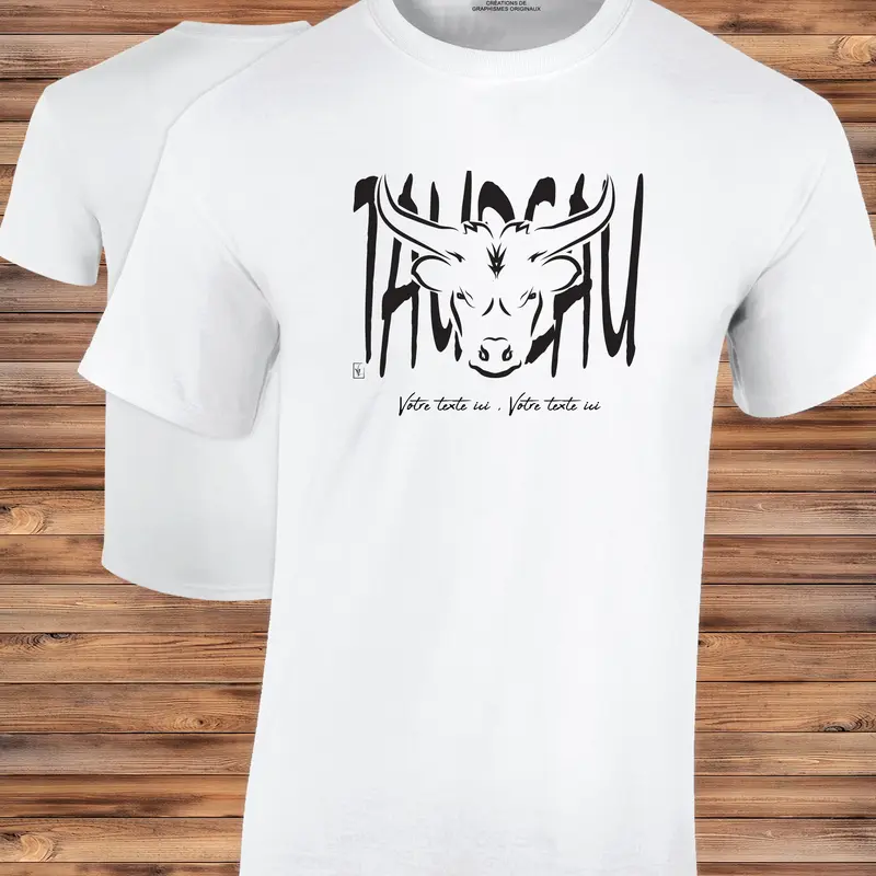 Taureau dessin & lettre Graphisme sur T-shirt