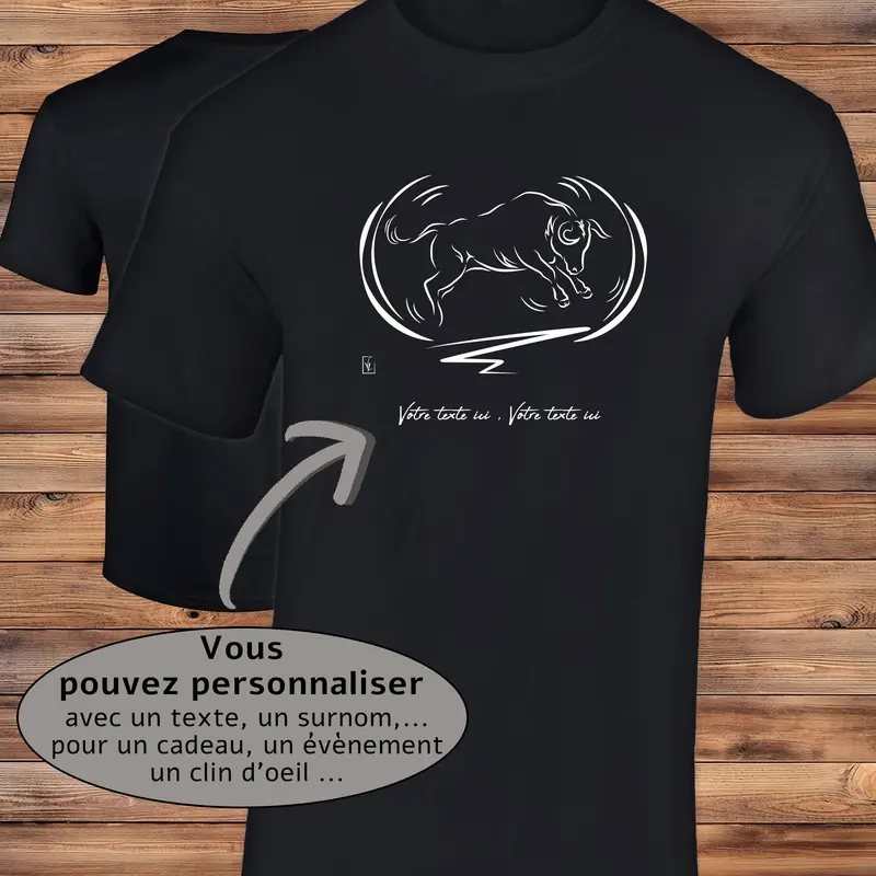 Taureau en mouvement Graphisme sur T-shirt