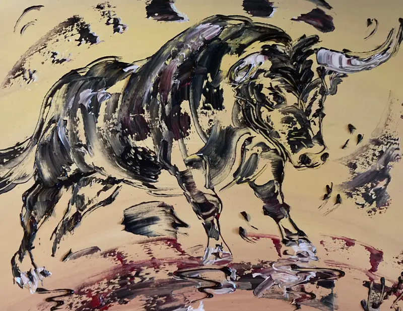 Taureau - Peinture sur toile 30x40 cm