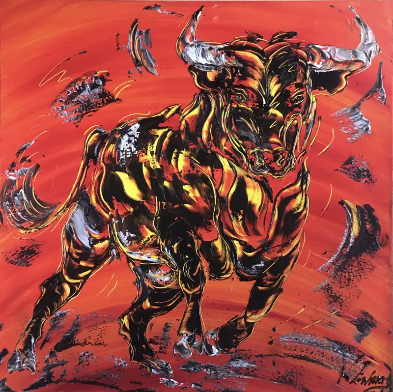 Taureau - Peinture sur toile 80x80cm