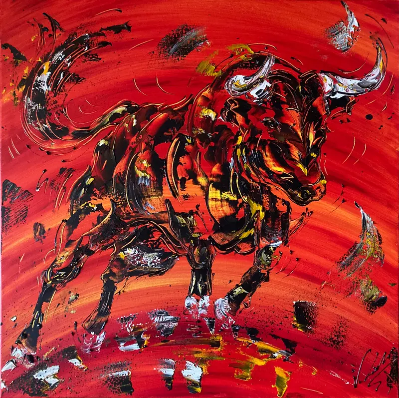 Taureau - Peinture sur toile 80x80cm