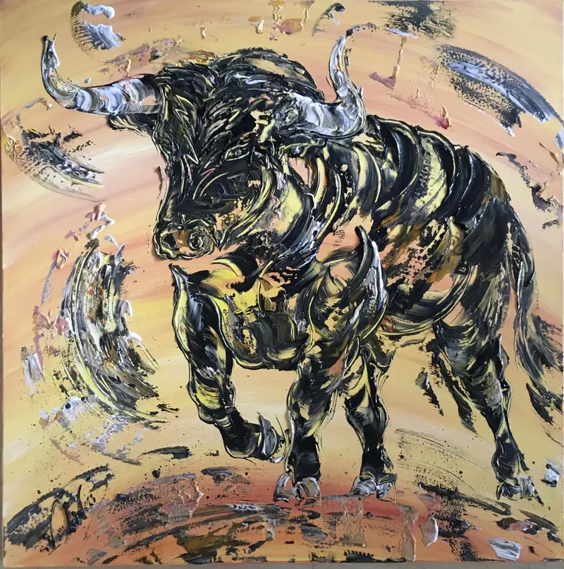 Taureau - Peinture sur toile 80x80cm