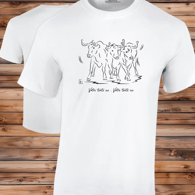 Taureaux Trois Vachettes Graphisme sur T-shirt