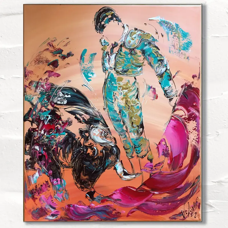 Tauromachie cape - Peinture sur toile 50x61cm
