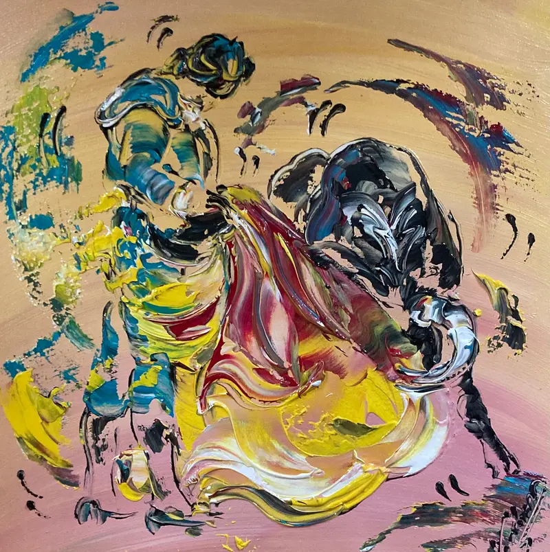 Tauromachie - Peinture sur toile 40x40 cm