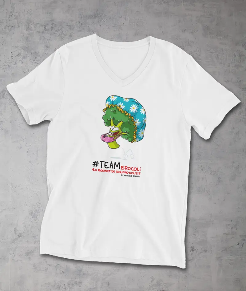 Team Brocoli en Bonnet de douche-Soutif by Nathalie Jomard - T-shirt Unisexe à Col V