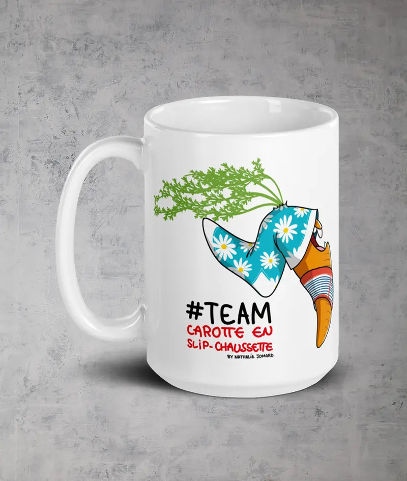Team Carotte en Slip-Chaussette by Nathalie Jomard - Mug Blanc Brillant