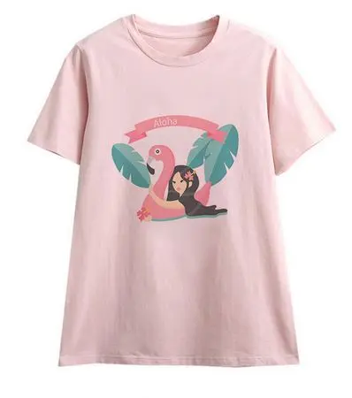 Tee-shirt Flamant Rose Femme Aloha