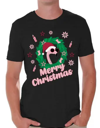Tee-shirt Flamant Rose Homme Noël